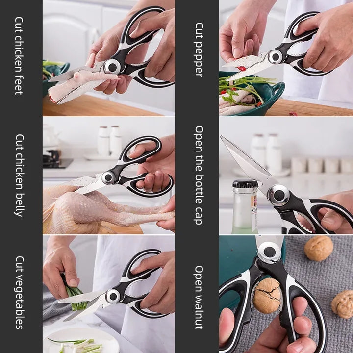 Kitchen Scissors Stainless Steel Multifunctional Kitchen Household Scissors Bone Scissors Chicken Wings Fish Killing
