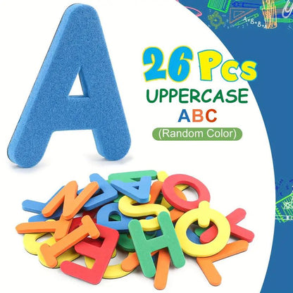 26-79pcs Magnetic Educational Stickers Magnetic Letters Numbers Alphabet ABC 123 Fridge Magnets Plastic Educational Preschool Learning Toy Set Uppercase Lowercase Math