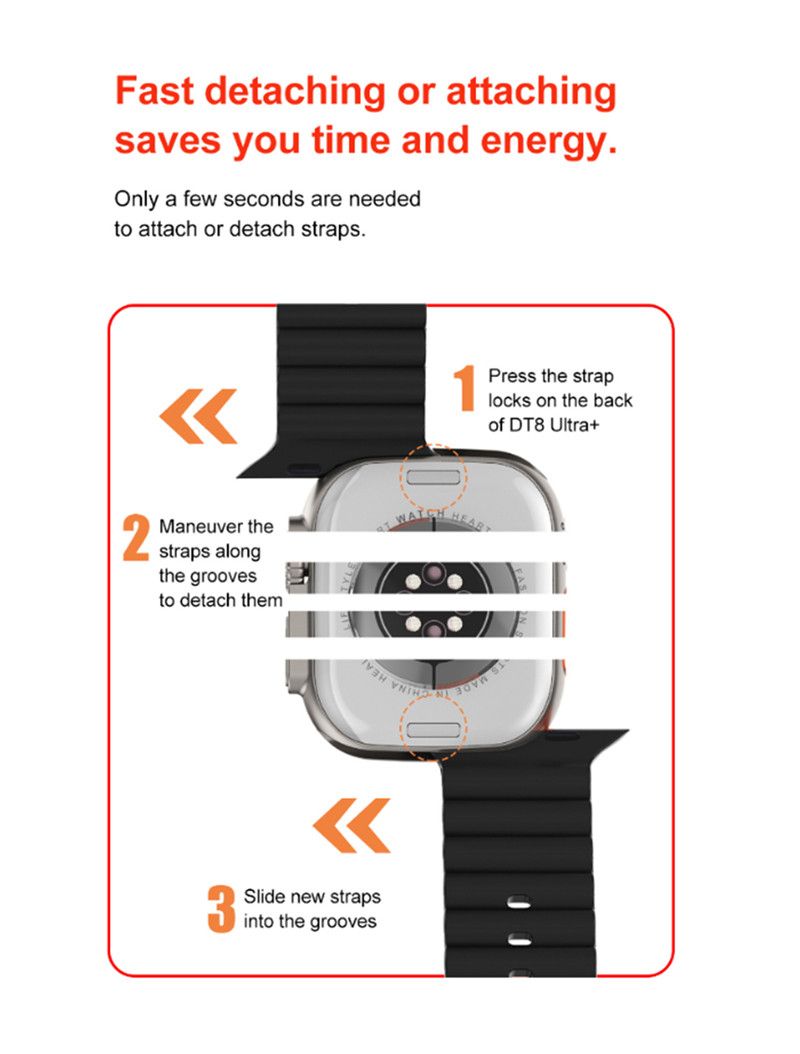 RichRipple U9 Ultra Smart Watch Strap 49mm 2.01 Inch Full Touch Screen Sports Fitness Watch IP68 Waterproof Bluetooth Smart Watch