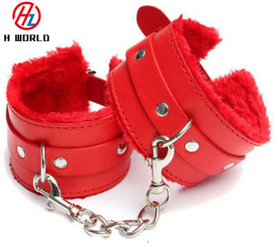 HW Sexy Leather Chain Handcuffs Restraints Dominatrix SM Sex toys Hand Cuffs Tools women sex toys adult