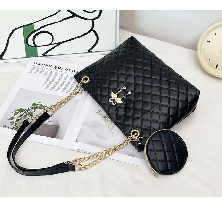 Large capacity Mommy bag Women's bag two-piece shoulder bag printed diamond check bag