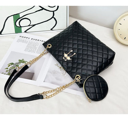 Large capacity Mommy bag Women's bag two-piece shoulder bag printed diamond check bag