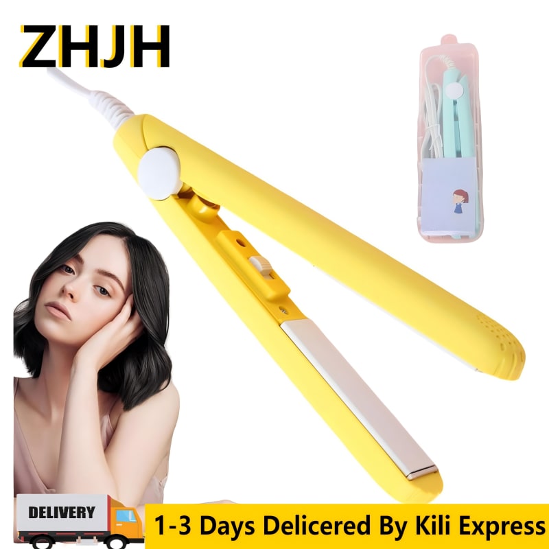 ZHJH Hair Straightener Mini Curling Iron Multi-purpose Can Be Carried Anytime Touch Up Cartoon Cat Portable Electric Splint Flat Iron Ceramic Hair Straightener American Style 220V