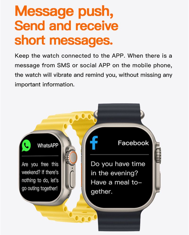 RichRipple U9 Ultra Smart Watch Strap 49mm 2.01 Inch Full Touch Screen Sports Fitness Watch IP68 Waterproof Bluetooth Smart Watch