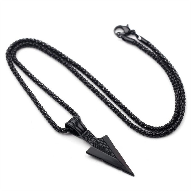 Men's Design Matte Black Long Necklace With Arrow Pendant Jewelry Chain Hip Hop Jewellery One Size Black Long Necklace Men's Fashion Brand Versatile Sweater Chain Women's Hip-hop Pendant Small crowd