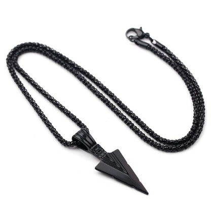 Men's Design Matte Black Long Necklace With Arrow Pendant Jewelry Chain Hip Hop Jewellery One Size Black Long Necklace Men's Fashion Brand Versatile Sweater Chain Women's Hip-hop Pendant Small crowd