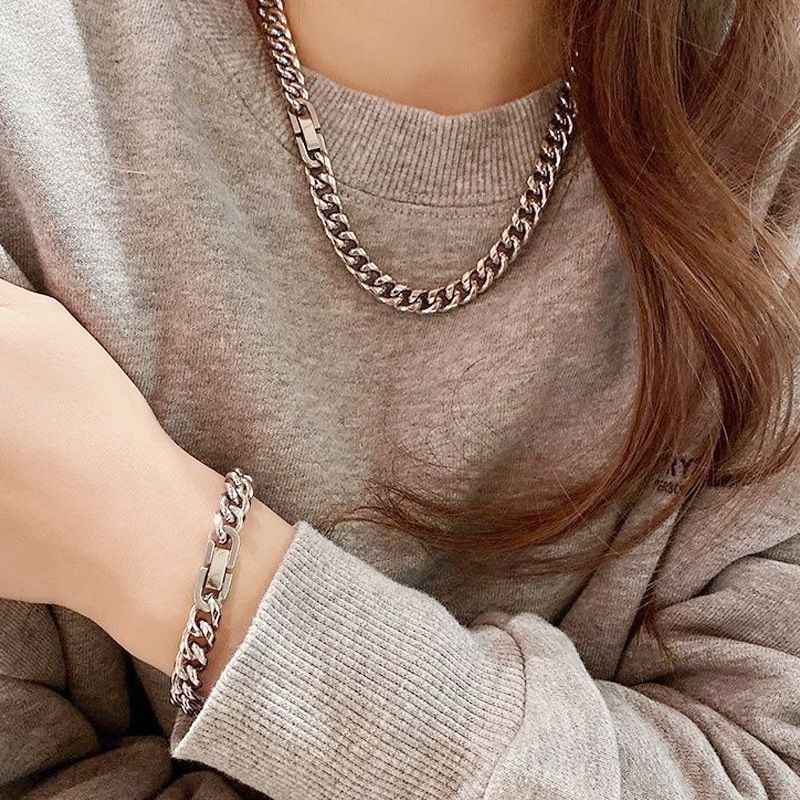 chain necklace jewelry man/men cuban chain link necklace for men/women silver chain couple chain fashion jewelry accessories jewelry gift for men women
