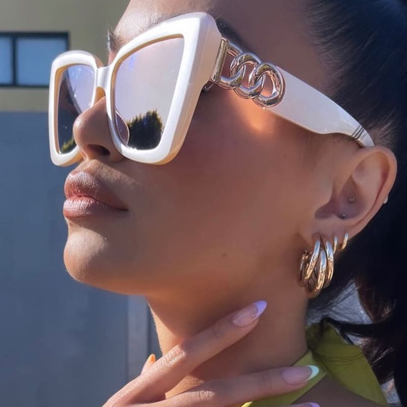 .Irregular Chain Cat Eye Shades Vintage Sun Glasses