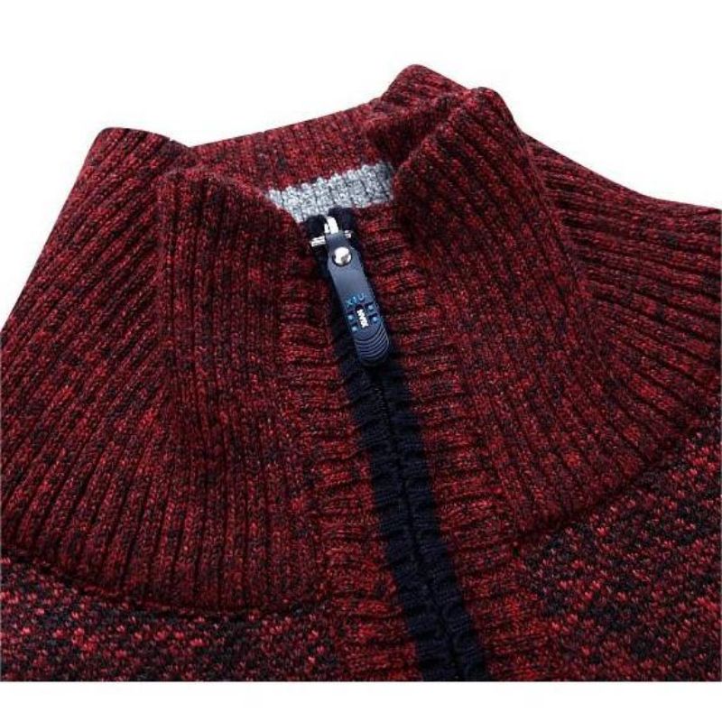 Sweaters & Cardigans This Year's Fashion Simple Personality All-In-One Men's Thick And Fleece Sweater Half Turtleneck Zip-Up Straight Pullover Sweater