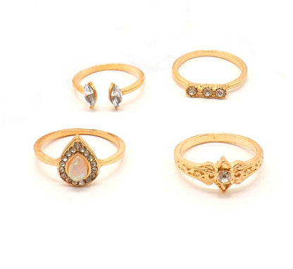 Fashion Lady Alloy ladies diamond crown sun hexagram ladies rings Jewellery 17 Pieces / set MMSHOP Amazon Hot Sale Gold as picture one size