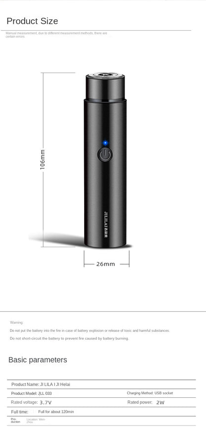 New Mini Electric Shaver Pocket Size Waterproof Razor Washable Portable Shaving Beard Trimmer USB Charging Travel Car Mini Shaver Rechargeable Men Shaver