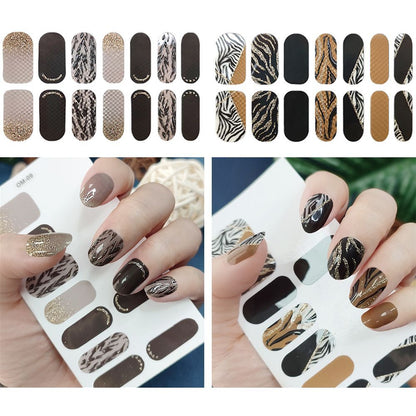 196 Pcs 14 Sheets Waterproof Full Wrap Nail Stickers Nail Polish Strips Gradient Stickers Glitter Self Adhesive DIY Art Decals Strips with 4 Pcs Nail Files for Nail Decor