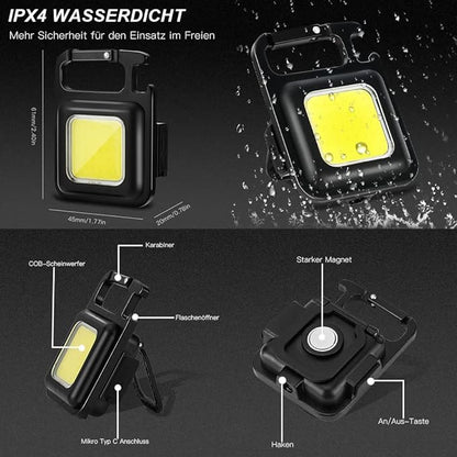 COB Keychain Work Light, Pocket Small Mini Flashlight Rechargeable Keyring Torch, Valentines Gifts for Him Boyfriend Men, Cool Tools for Auto, Repairing, Emergency