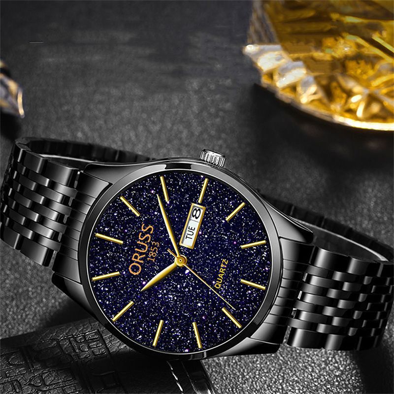 Men's Watch Date Week Fashion Watch Men Original Waterproof Non-mechanical Starlight Dual Calendar Quartz Wristwatch