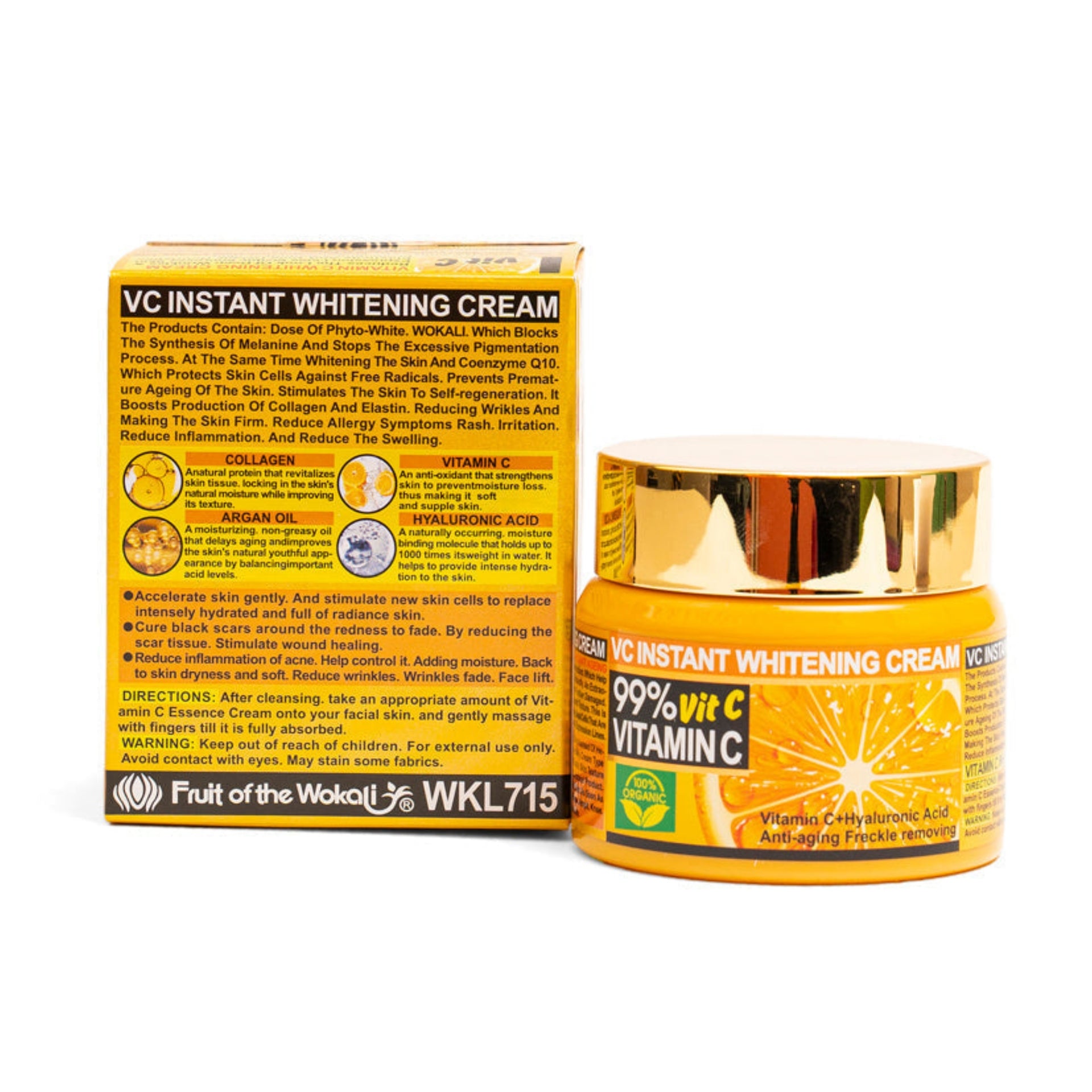 Vitamin C Whitening Cream Anti-aging Freckle Removing Brightening with Hyaluronic Acid - Fruit of the Wokali