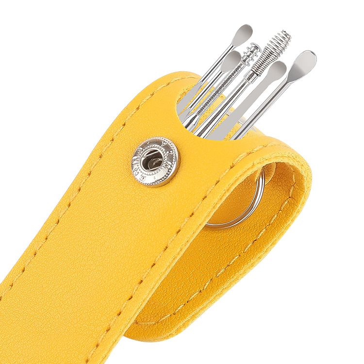 6-piece Stainless steel ear digging spoon portable keychain spiral ear spoon ear picking ear picking tool set