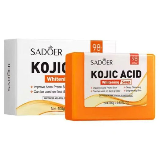 Sadoer Kojic Soap, Kojic Acid Whitening Soap, Deep Cleansing, Skin Brightening Like Vitamin C, Improve Acne Prone Skin, For Face and Body Skin Care
