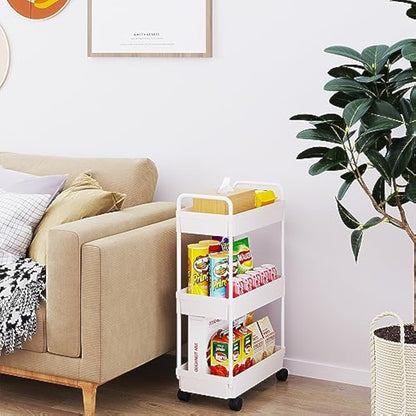 UPHUI 3 Layers Removable Storage Rack Mobile Multi-Functional Organizer Floor Standing Portable Storage Rack for Bathroom Kitchen