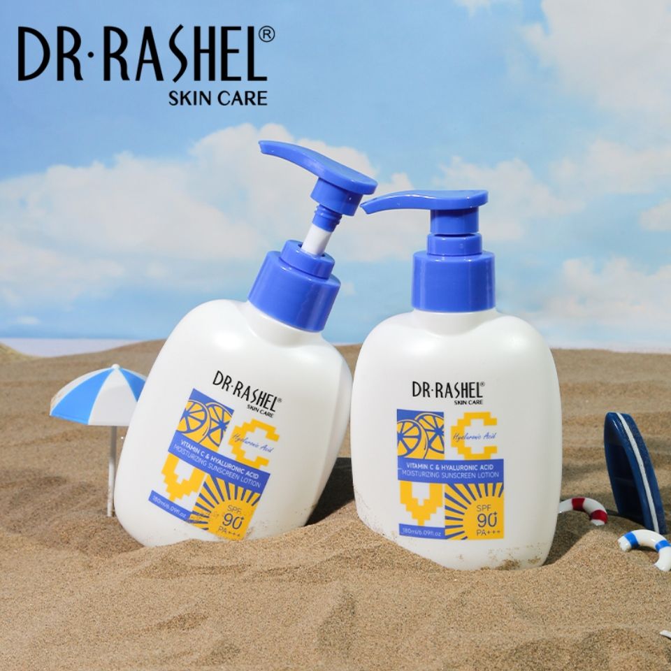 DR Rashel Vitamin C & Hyaluronic Acid Moisturizing Sunscreen Lotion SPF 90+ PA+++ High Sun Protection Cream Lotion Sunblock