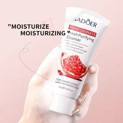 SADOER 2 In 1 Skin Care Set Pomegranate Brightening Face Cleanser + Whitening and Moisturizing Face Serum Face Essence