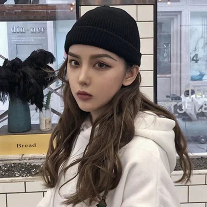 Fashion Hip Hop Beanie Knitted hat Men Skullcap Women Warm Brimless Baggy Melon Hats & Caps short domed knitted hat Men's and women's warm pullover cold hat thin melon