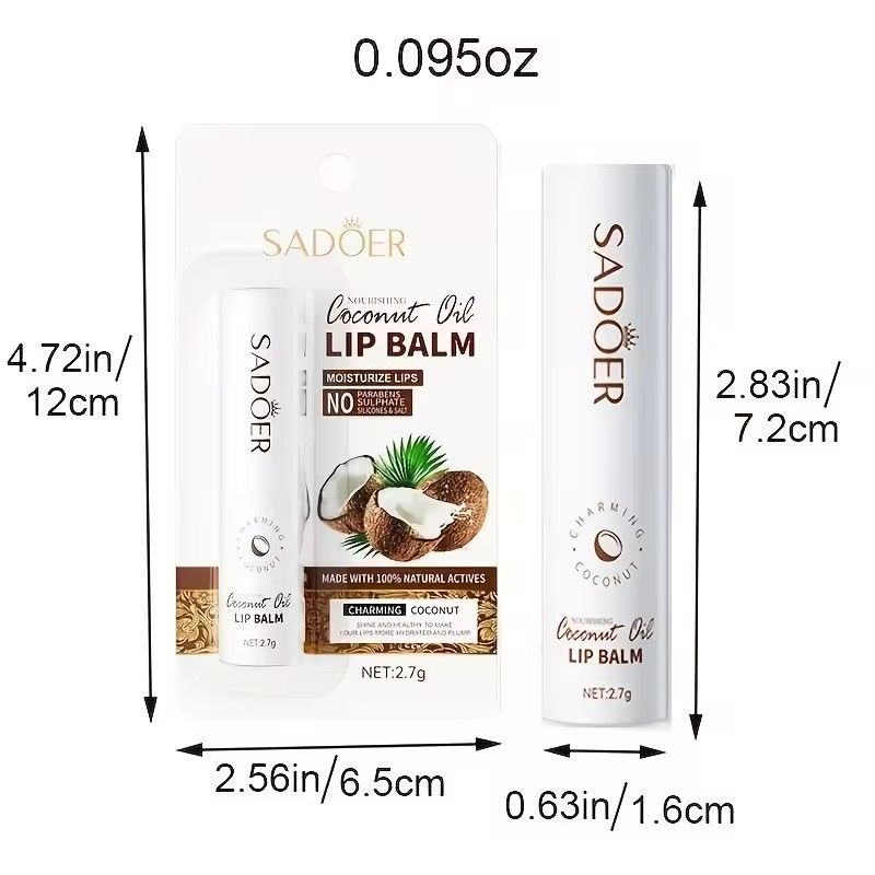 SADOER Coconut Brightening Lip Balm Moisturizing Anti Cracking Hydrating Repair Nourishing Lipstick Lips Skin Care Products
