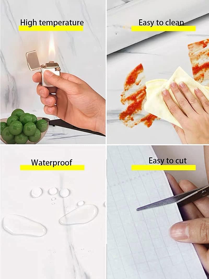 60cm*5M Glossy Marble Wallpaper Granite Peel and Stick Self Adhesive Removable Waterproof Countertop Paper for Cabinet Furniture Kitchen Viny Film
