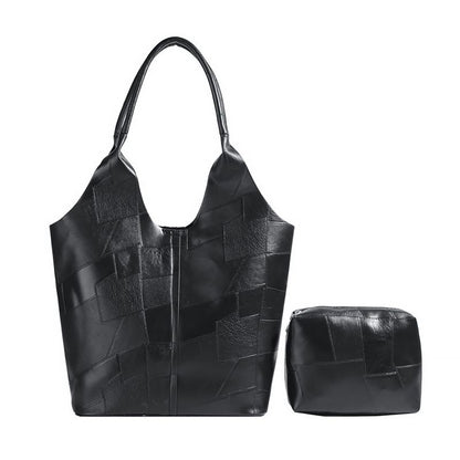 2 In 1 Korean Ladies Handbag Small Bag Set Large Capacity PU Bags - Black