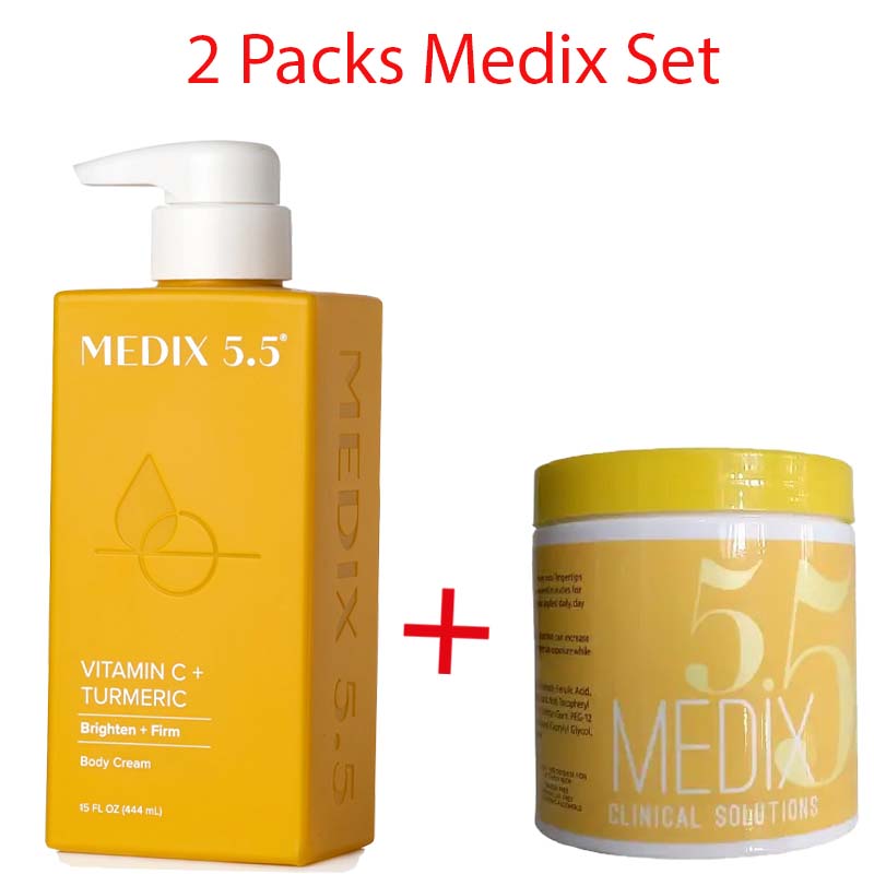 2 Packs Medix 5.5 Lotion + Cream VITAMIN C, GINGER & GINSENG BODY CREAM Anti-Aging, & Anti-Dark Spots Firming & Brightening Body Cream Moisturizes Removes Wrinkles & Dark Spots 500ml Body Creams