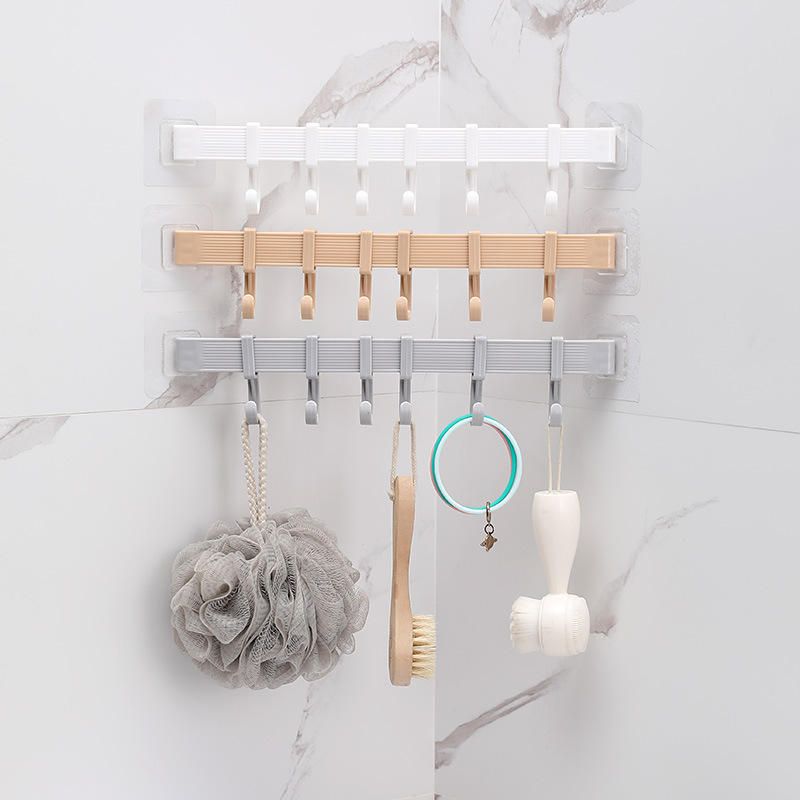 UPHUI 6 Hook Assembly Adhesive Hook Row Hook Towel Rack Kitchen Storage Rack Bathroom Wall Hanging Hook Multifunctional Key Hook