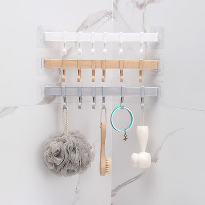 UPHUI 6 Hook Assembly Adhesive Hook Row Hook Towel Rack Kitchen Storage Rack Bathroom Wall Hanging Hook Multifunctional Key Hook