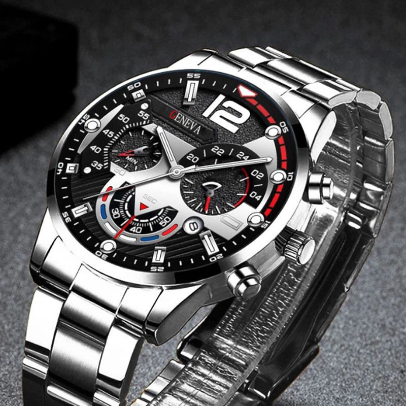 2024 Fashion Mens Watches Luxury Stainless Steel Quartz Wristwatch Calendar Luminous Clock Men Business Casual Watch