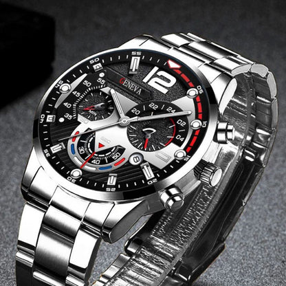 2024 Fashion Mens Watches Luxury Stainless Steel Quartz Wristwatch Calendar Luminous Clock Men Business Casual Watch