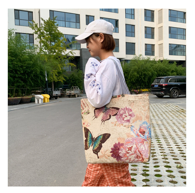 New Arrivals Fashion simple lady large size single shoulder bag printed canvas bag