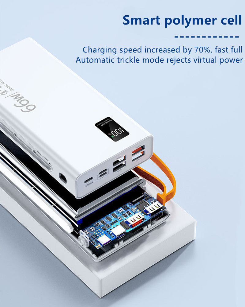 RichRipple New Power Banks Built-in Cable Mobile Power Bank Supply 30000 mAh Outdoor Emergency Mobile Phone Backup Power Supply