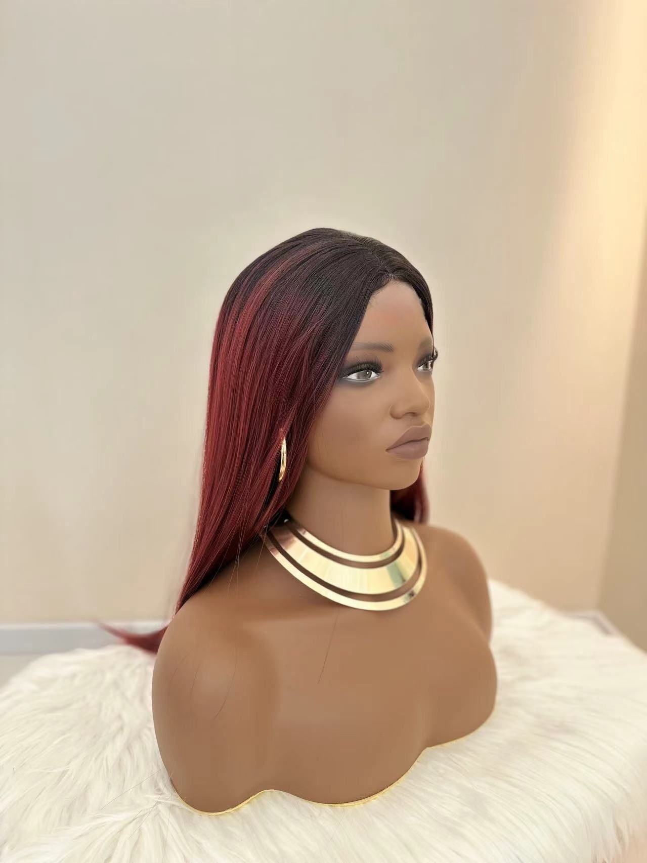 Synthetic Long Straight Wigs - 28 inch Vibrant Red | Natural Look(African Women, Quick Install, Birthday Gift,Affordable party wigs)