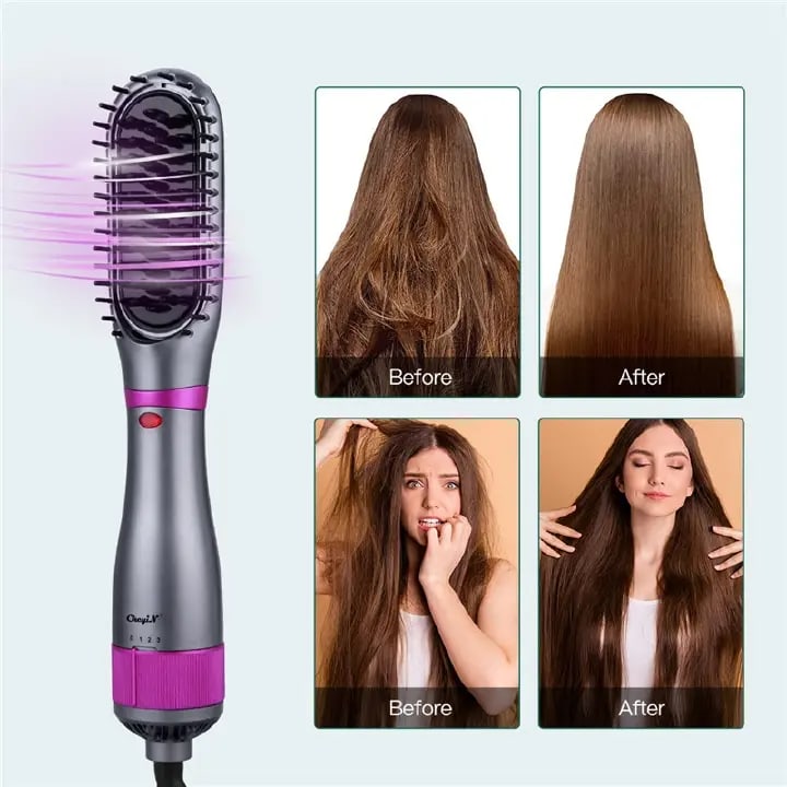 Hair Dryer Brush 350W Hair Brush Low Noise 180 ℃ 3 Speed Anti Scald Design Negative Ion Hair Styling Tools Multifunctional Electric Hot Air Blow Combs Tourmaline Ceramic Hair Dry Brush