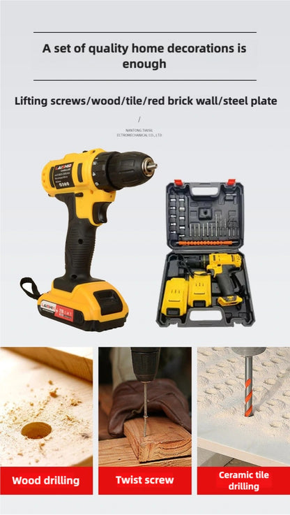 Two 21V lithium batteris,With toolbox, New Arrived 21V Electric Drill 23 Piece Set,drilling machine,drilling machine set ,drillling tool drill machine drill bit set drill drilling bit drill kit