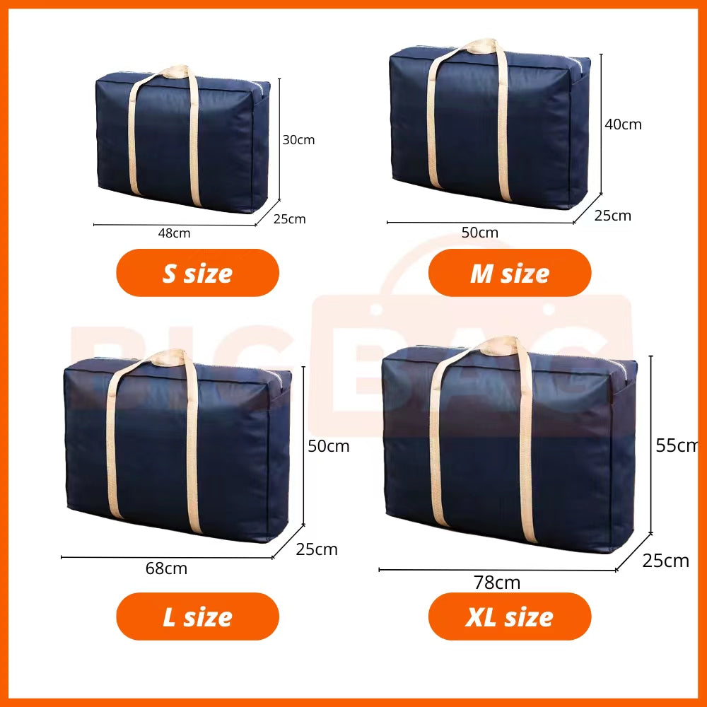 Extra Large Moving Bags with Zippers & Carrying Handles, Waterproof Heavy-Duty Storage Tote for Space Saving Moving Storage