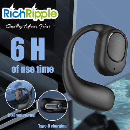 RichRipple F1 6H Play Time Wireless Bluetooth Earphone Digital Display Single Earbud Ultra Long Standby Business Earpods HD Call Headset Outdoor