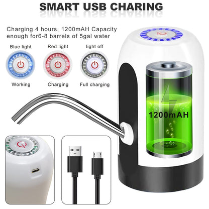 UPHUI Water Extractor Automatic Water Bottle Pump USB Rechargeable Electric Water Bottle Filler Dispenser Portable Universal Water Bottle Pump with Switch for Home Kitchen Office Camping