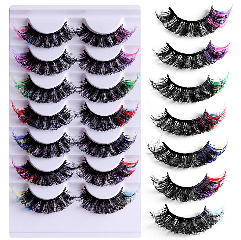 Seven pairs Europe and the United States high imitation mink color eyelashes thick curl up eye tail false eyelashes Eye Lashes Colored false eyelashes Mink Lashes Soft And Light