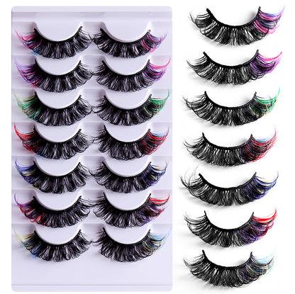 Seven pairs Europe and the United States high imitation mink color eyelashes thick curl up eye tail false eyelashes Eye Lashes Colored false eyelashes Mink Lashes Soft And Light