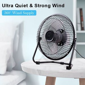 6 Inch Portable USB consumption small fan metal table fan 360° rotation mini fans desktop bass electric fandissipate heat Cooler Cooling Fan for students office workers for PC / Notebook Air cooled