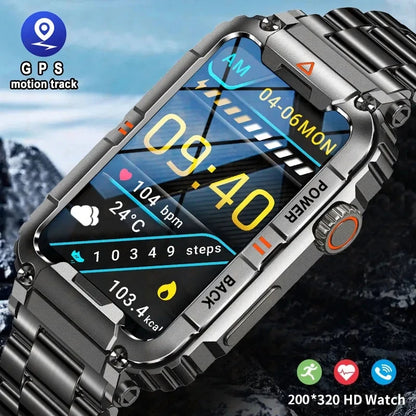 KR88 Men Smart Watch For Android IOS Fitness Watches IP68 Waterproof Military Healthy Monitor AI Voice Bluetooth Call Smartwatch