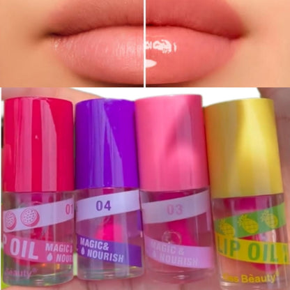 1pc Magic Lip Oil Fruity Kiss Beauty Makeup Hydrating Plumping Lip Gloss Coat For Cute Makeup Lipsticks Tinted Clear Serum Fruit Pineapple Grape Peach Lip Balm Oils Cosmetics