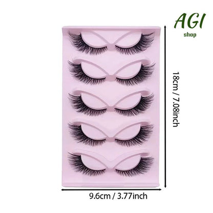 5 Pairs Cat Eye Lashes Wispy Fake Lashes Fluffy Cat Eye Lashes Extensions False Eyelashe