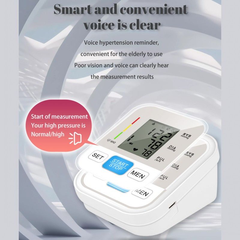 Upper Arm Blood Pressure Monitor LCD Digital Portable Automatic Tonometer Voice Broadcast