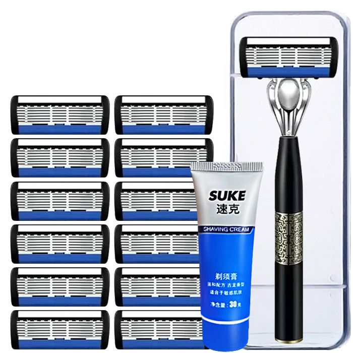 Men Shaver Razor Barber Tools Facial Hair Razor 7 Layers Blades High Quality Antique Shaving Knife Shaver With Replacement Head