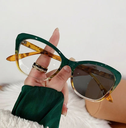 New Leopard Cat Eye Glasses Anti Blue Light Photochromic Glasses Eyewear Color Changing Eyeglasses Frame Eyewear Frames